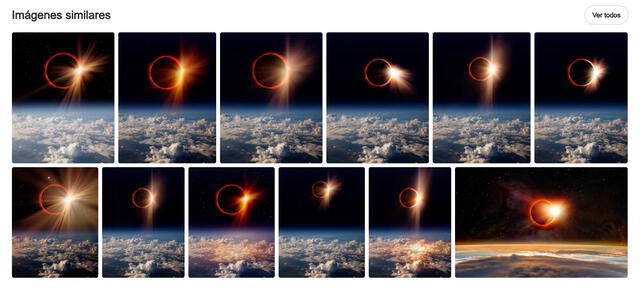 <em> Galería de escenas con el eclipse solar. Foto: captura de Shutterstock</em>   