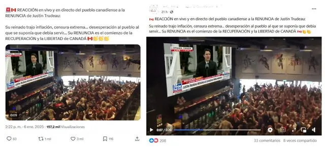 <em>Desinformación sobre Justin Trudeau. Foto: captura de X / Facebook</em>   