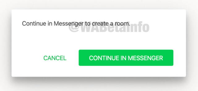 WhatsApp le preguntará si quiere ser redirigido a Messenger.