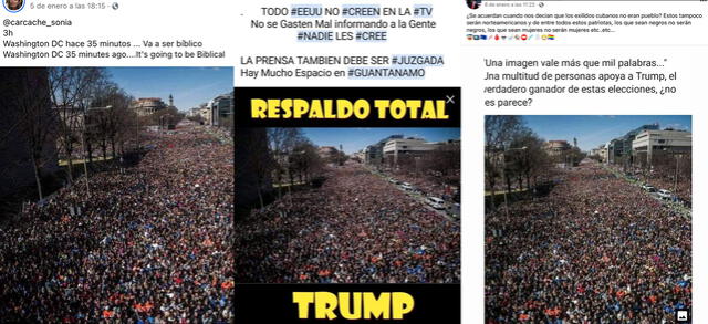 Diversas publicaciones atribuyeron la imagen a las manifestaciones a favor de Donald Trump. Foto: captura en Facebook