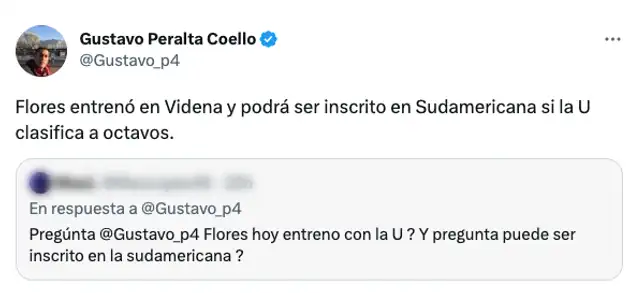 Mensaje de Gustavo Peralta sobre Edison Flores. Foto: Twitter. Mensaje de Gustavo Peralta sobre Edison Flores. Foto: Twitter.