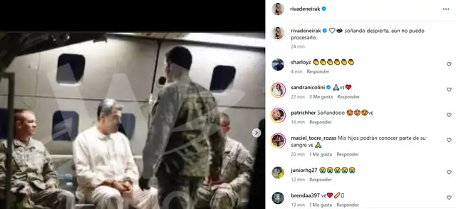  Korina Rivadeneira celebra la captura de Nicolás Maduro en Venezuela, pero la imagen que compartió sería falsa. Foto: captura Instagram 