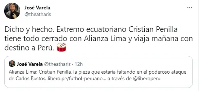 Cristian Penilla jugará en Alianza Lima.