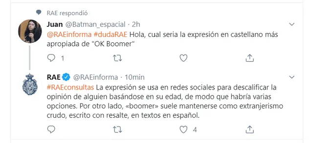Significado de "OK, boomer", según la RAE