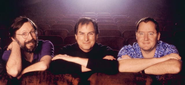 Ed Catmull (expresidente de Pixar), Steve Jobs y John Lasseter (animador principal), en 1995, previo al estreno de Toy Story. Foto: Pixar