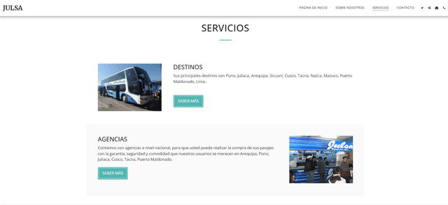 Página web de Transportes Julsa. Foto: captura de pantalla 