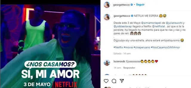 Georgette Cárdenas tuvo participación en una producción que llegó a Netflix. Foto: captura Instagram / Georgette Cárdenas