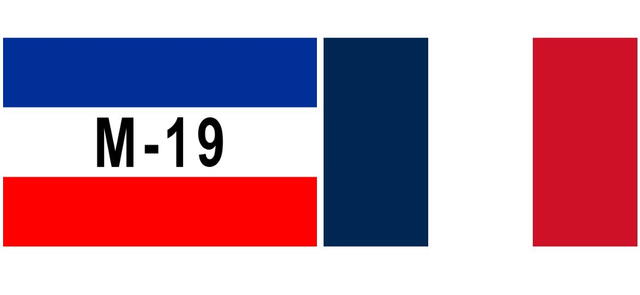  Comparación entre las banderas del M-19 y de Francia. Foto: captura de Google   
