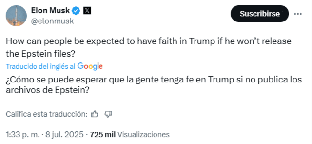 Musk increpó al presidente por no ''revelar'' los archivos.   