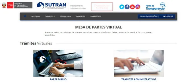 Plataforma pára trámites administrativos virtuales. Foto: captura.