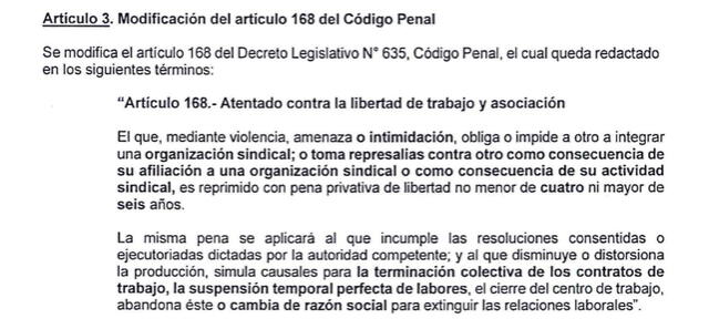 Congresista propone modificar el artículo 168 del Código Penal