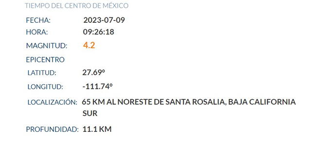 Sismo en México. Foto: SSN   