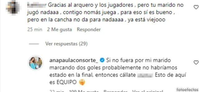  Ana Paula Consorte respondió fuerte y claro a usuaria ante cuestionamientos a Paolo Guerrero. Foto: Instagram/Ana Paula Consorte 