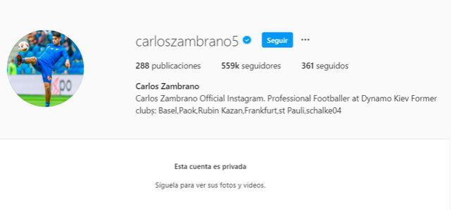 Carlos Zambrano bloquea cuenta de Instagram Foto: captura