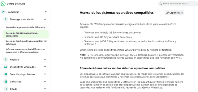  Publicación de Meta sobre dispositivos compatibles con WhatsApp. Foto: Meta   