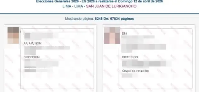 Se expone nombres, apellidos, domicilios y números de DNI. Foto: Reniec Se expone nombres, apellidos, domicilios y números de DNI. Foto: Reniec