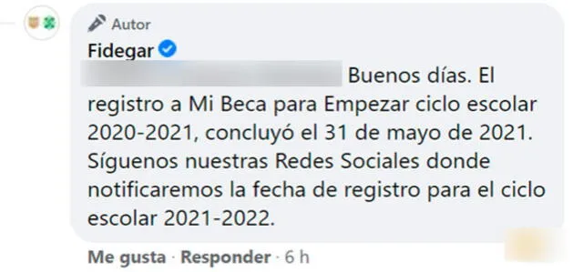 Fidegar informará la fecha de registro para el ciclo 2021-22 en sus redes sociales. Foto: captura de fidegarmx/Facebook