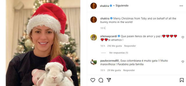 Shakira desea una Feliz Navidad. Foto: Shakira/Instagram