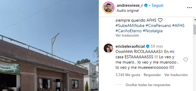 Erick Elera reaccionó a la visitar de Andrés Wiese. foto: Instagram    