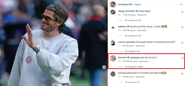 El comentario de Messi generó cientos de miles de reacciones. Foto: captura de Instagram   