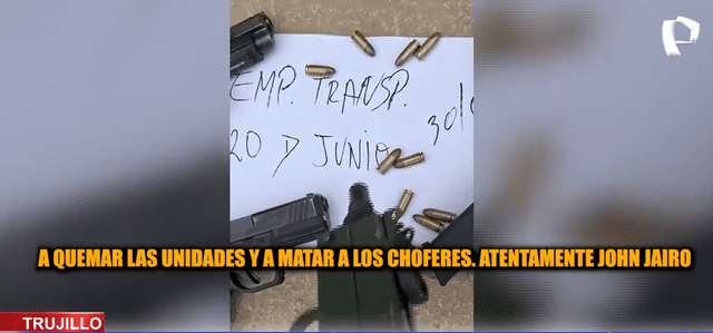 Banda "La Nueva Jauría" envía amenazas a conductores de empresa de transporte. Captura: Panamericana Banda "La Nueva Jauría" envía amenazas a conductores de empresa de transporte. Captura: Panamericana