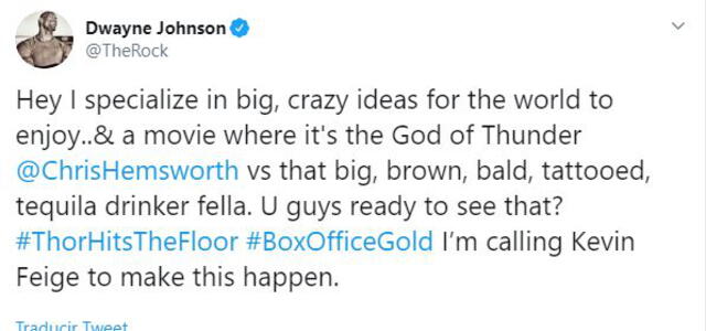 Dwayne Johnson quiere un crossover con Thor. Foto: Twitter