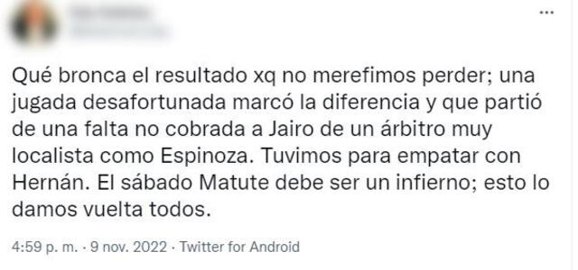 Comentarios de los hinchas aliancistas. Foto: Twitter