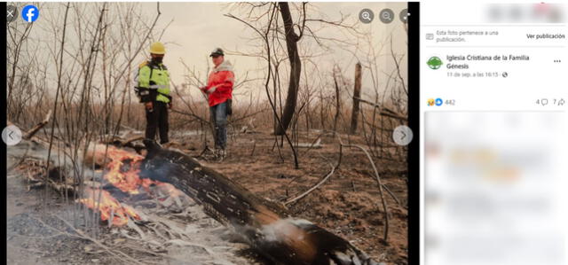  Fotos 4 circula desde septiembre de 2024 asociada a los incendios forestales en Bolivia. Foto: captura en Facebook / Iglesia Cristiana de la Familia Génesis.&nbsp;<br><br>    