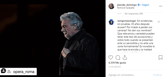 Instagram se divide por Plácido Domingo.