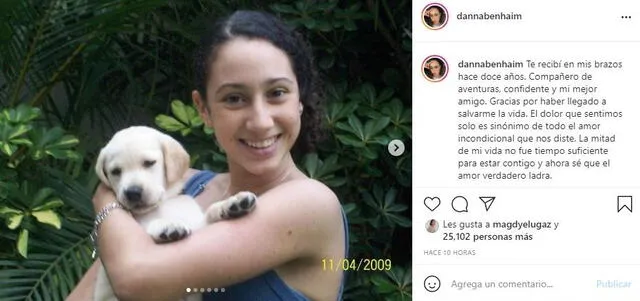 Emotivas palabras de Danna Ben Haim luego de perder a su mascota. Foto: Danna Ben Haim/ Instagram