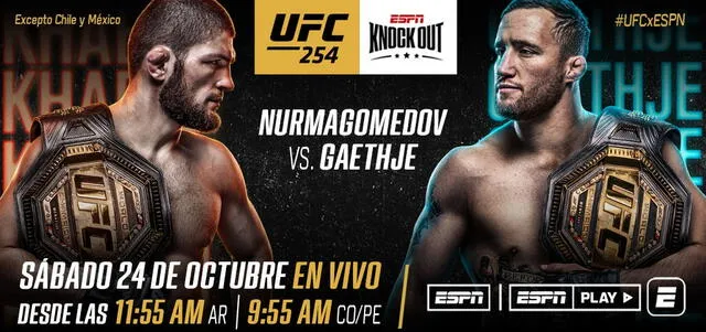 Khabib vs Gaethje EN VIVO ONLINE: sigue AQUÍ GRATIS el evento UFC 254