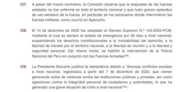  Extracto del Informe de la Comisión Interamericana de Derechos Humanos | Fuente: CIDH    