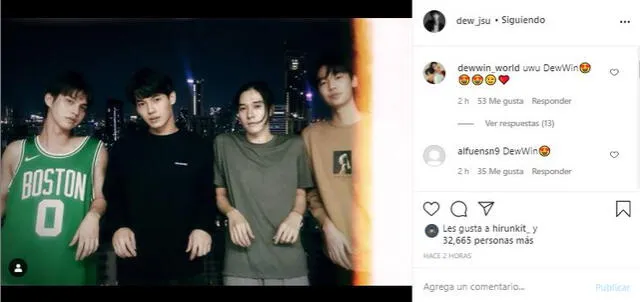 Publicación de Dew Jirawat sobre los actores de F4 Thailand en Instagram. Foto: Captura @dew_jsu