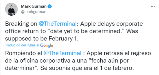 El periodista Mark Gurman es conocido por informar constantemente sobre noticias y lanzamientos acerca de Apple. Foto: captura de Twitter