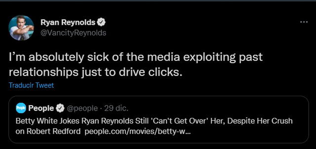 Ryan Reynolds bromea sobre su relación con Betty White. Foto: captura de Twitter