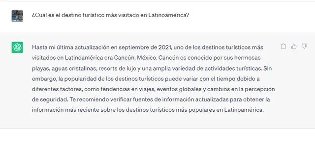 ChatGPT revela cuál es el lugar turístico más visitado de Latinoamérica. Foto: captura de pantalla   