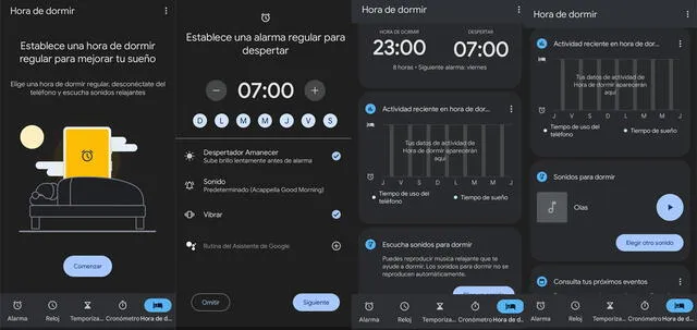 Hora de dormir en Android