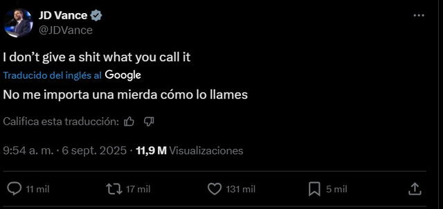  Respuesta de JD Vance sobre los presuntos crímenes de guerra. Fuente: X 