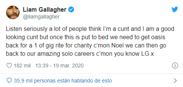 Foto captura: Liam Gallagher Twitter