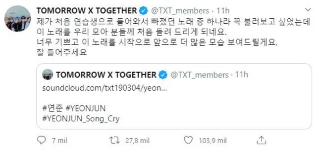TXT Yeonjun song cry