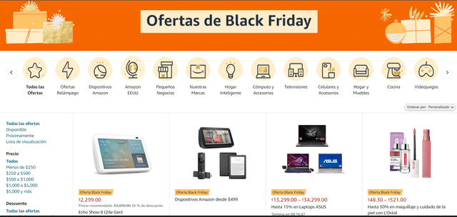 Ofertas de Amazon México para el Black Friday 2021. Foto: captura