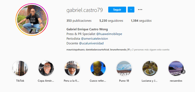 Descripción de Gabriel Castro en Instagram. Foto: Gabriel Castro/Instagram.