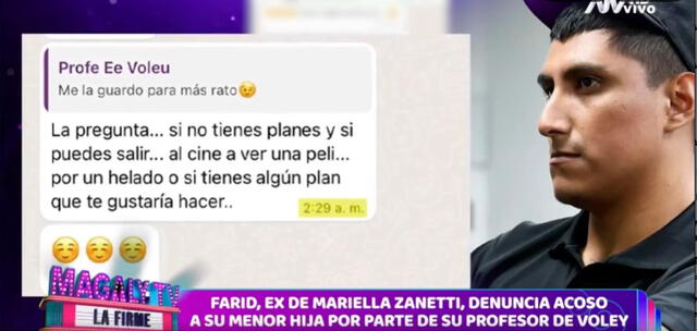 Farid Ode mostró chats donde Julio Rubén Torres Silva le enviaba mensajes a su hija en horas de la madrugada. Foto: ATV   