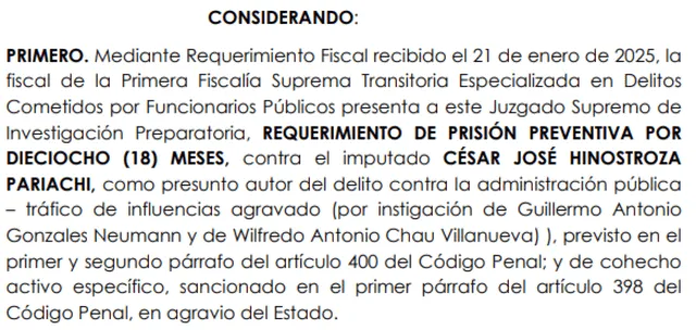  Solicitud del Ministerio Público al Poder Judicial   