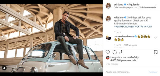 Publicación pagada en Instagram de Cristiano Ronaldo