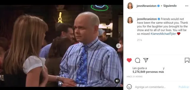 James Michael Tyler dio vida a Gunther durante las 10 temporada de Friends. Foto: @jenniferanistion/Instagram