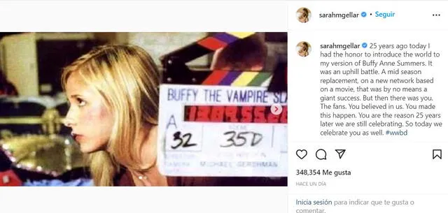 Sarah Michelle Gellar logró fama en los 90 con el personaje de Buffy Summers. @sarahmgellar