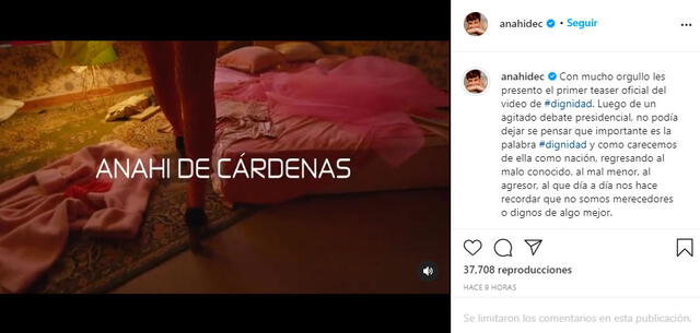 Anahí de Cárdenas resaltó la importancia de la dignidad de los peruanos ante las próximas elecciones. Foto: captura Anahí de Cárdenas Instagram