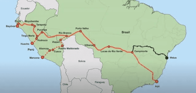 Esta sería la ruta del nuevo tren bioceánico Esta sería la ruta del nuevo tren bioceánico