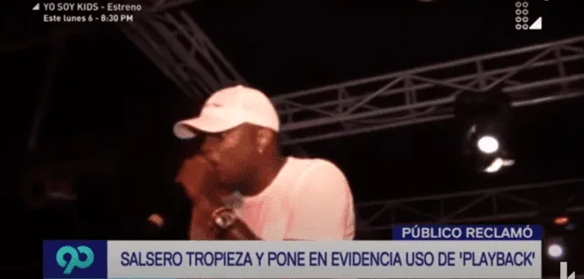 Cantante sufrió aparatosa caída durante concierto en Moyobamba. Foto: captura de Latina